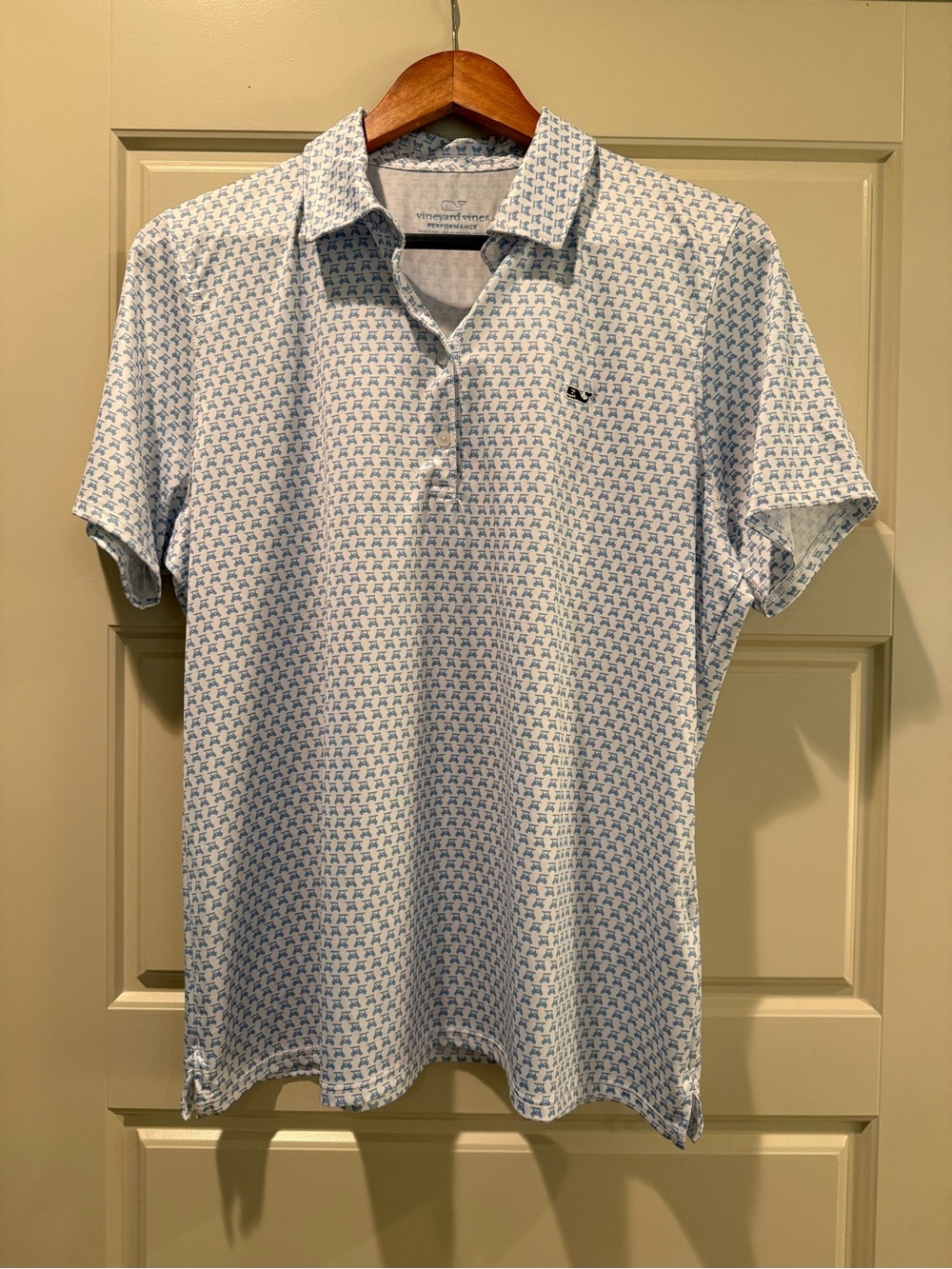 Vineyard Vines Light Blue Golf Cart print Short Sleeve Polo - Picture 3 of 6